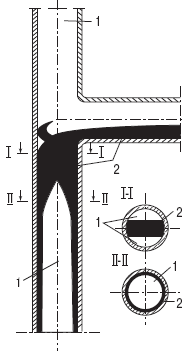 Схема истечения воды из поэтажного отвода в стояк