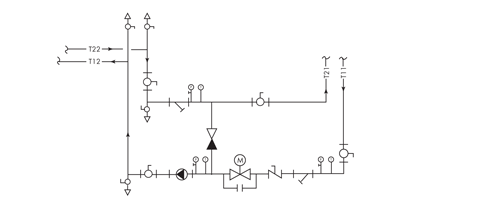 Монтажная схема узла регулирования воздухонагревателя приточных систем