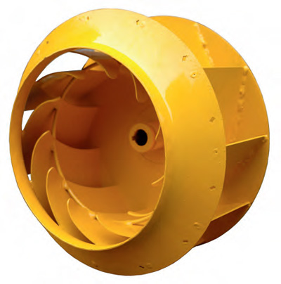 Фото входа в рабочее колесо со специальной формой входной части лопаток для снижения тонального шума на входе вентилятора