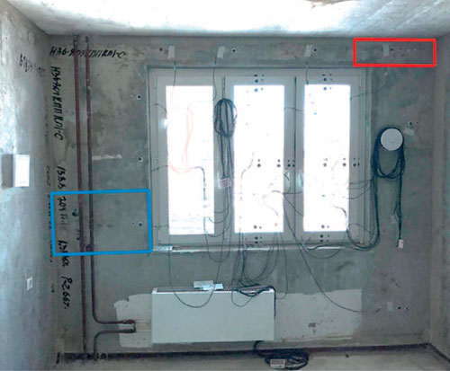 Стена со светопроемом с датчиками теплового потока и температуры