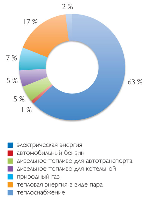 Структура энергозатрат ПАО МКФ «Красный Октябрь»